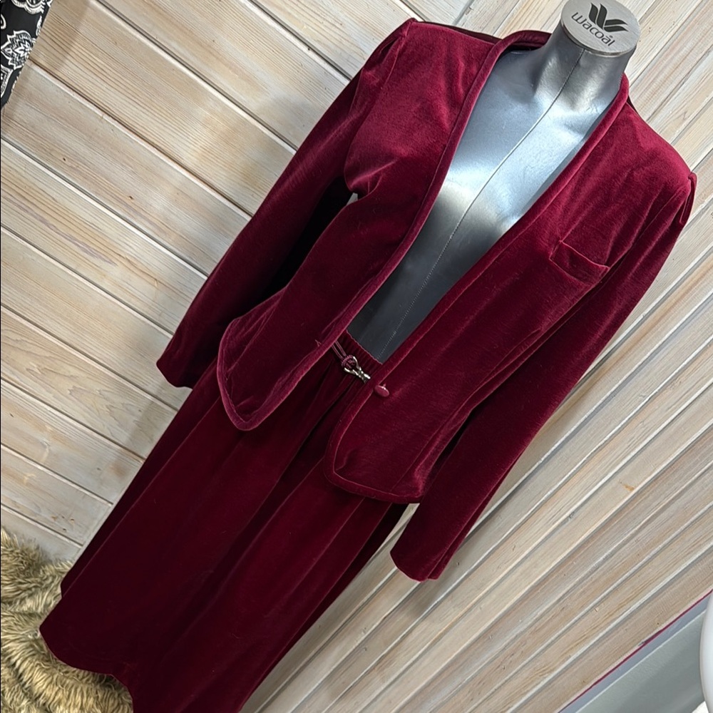Koret Burgundy Blazer and Skirt Set